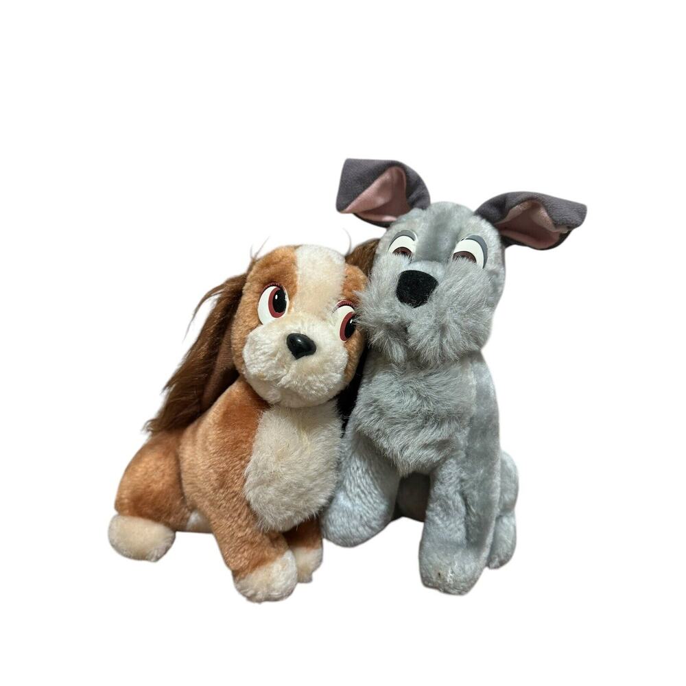 Lady and The Tramp 8" Stuffed Plushes Walt Disney World Disneyland Vintage Dogs